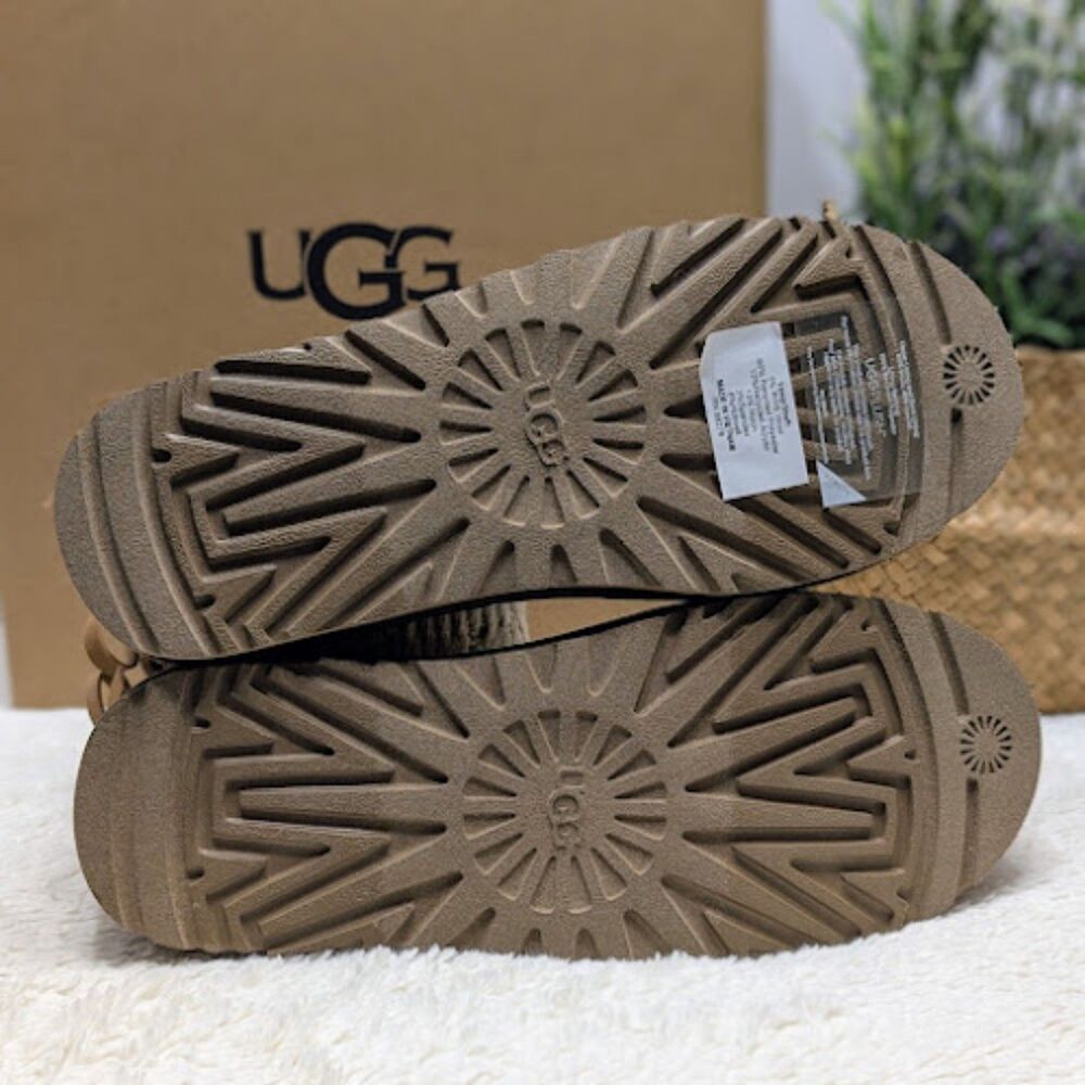UGG Natural Chestnut Classic Mini Cabelle Knit Suede Leather Boots Women's 8 NIB - Picture 10 of 14